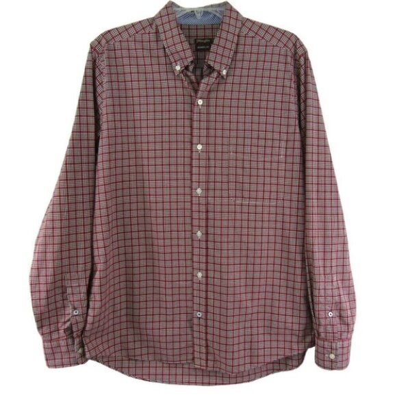 J McLaughlin Red Plaid Modern Fit Button Down Shirt Size M Long Sleeve - Picture 1 of 9